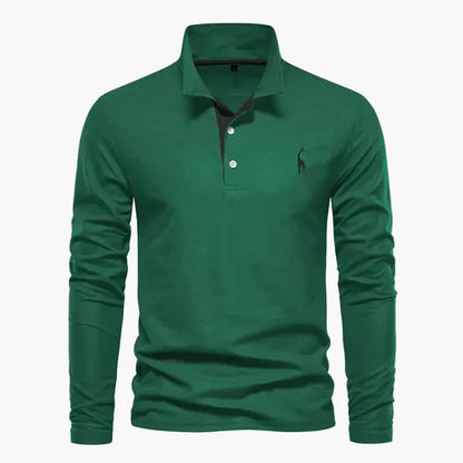 Herren Langarm-Poloshirt mit Logo-Stickerei
