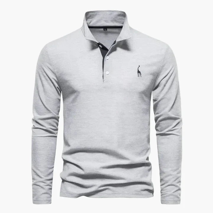 Herren Langarm-Poloshirt mit Logo-Stickerei