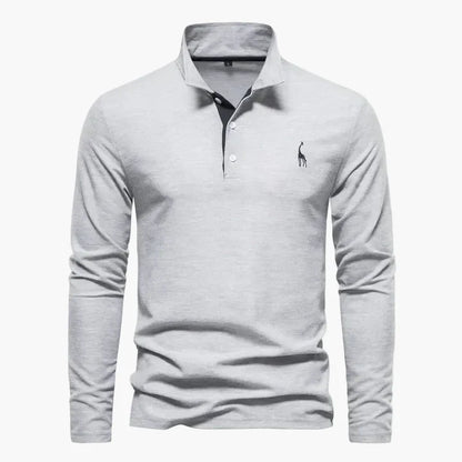 Herren Langarm-Poloshirt mit Logo-Stickerei