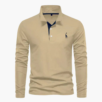 Herren Langarm-Poloshirt mit Logo-Stickerei