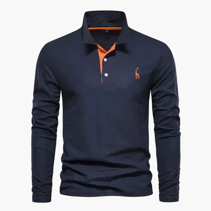 Herren Langarm-Poloshirt mit Logo-Stickerei