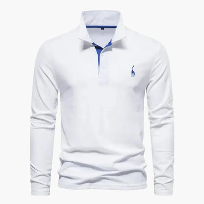 Herren Langarm-Poloshirt mit Logo-Stickerei