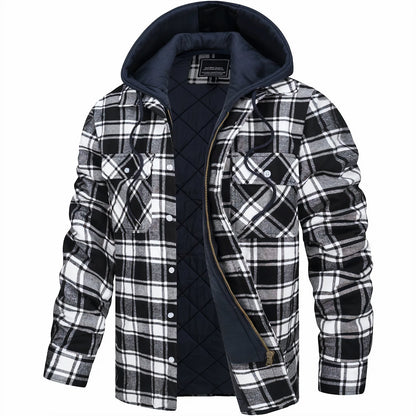 Leon - Karierte Jacke mit Kapuze und Futter