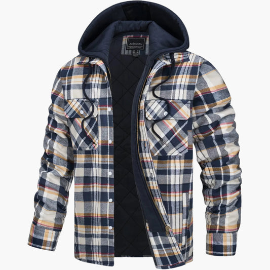 Herren gefütterte Karo-Shacket mit Kapuze – lässige Übergangsjacke für Freizeit & Outdoor