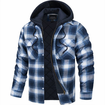 Leon - Karierte Jacke mit Kapuze und Futter
