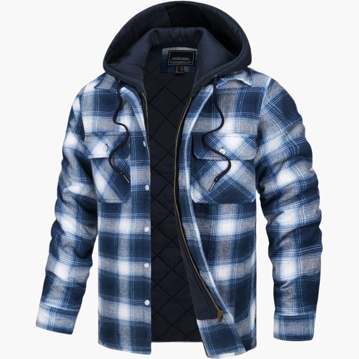 Herren gefütterte Karo-Shacket mit Kapuze – lässige Übergangsjacke für Freizeit & Outdoor