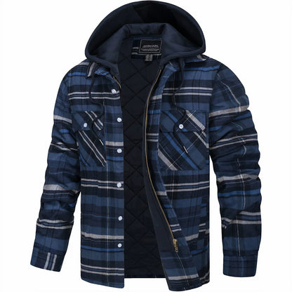 Leon - Karierte Jacke mit Kapuze und Futter