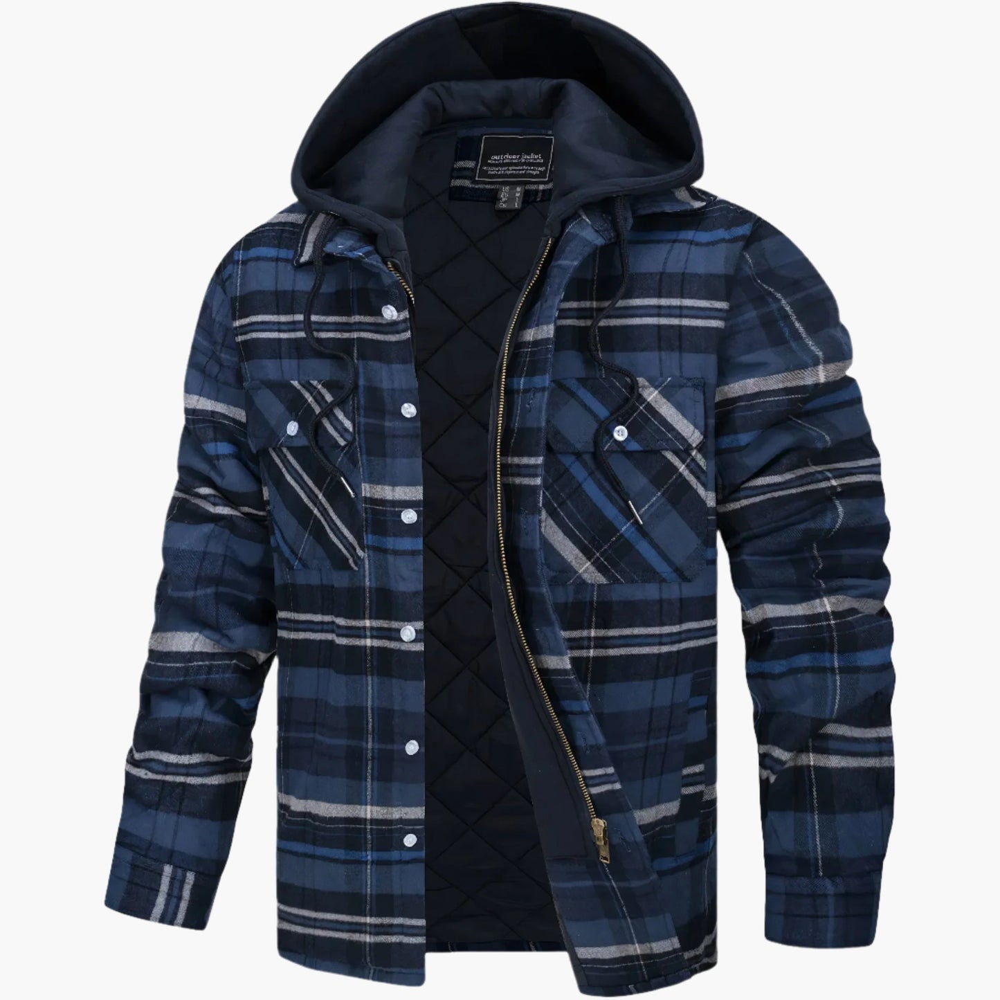 Herren gefütterte Karo-Shacket mit Kapuze – lässige Übergangsjacke für Freizeit & Outdoor