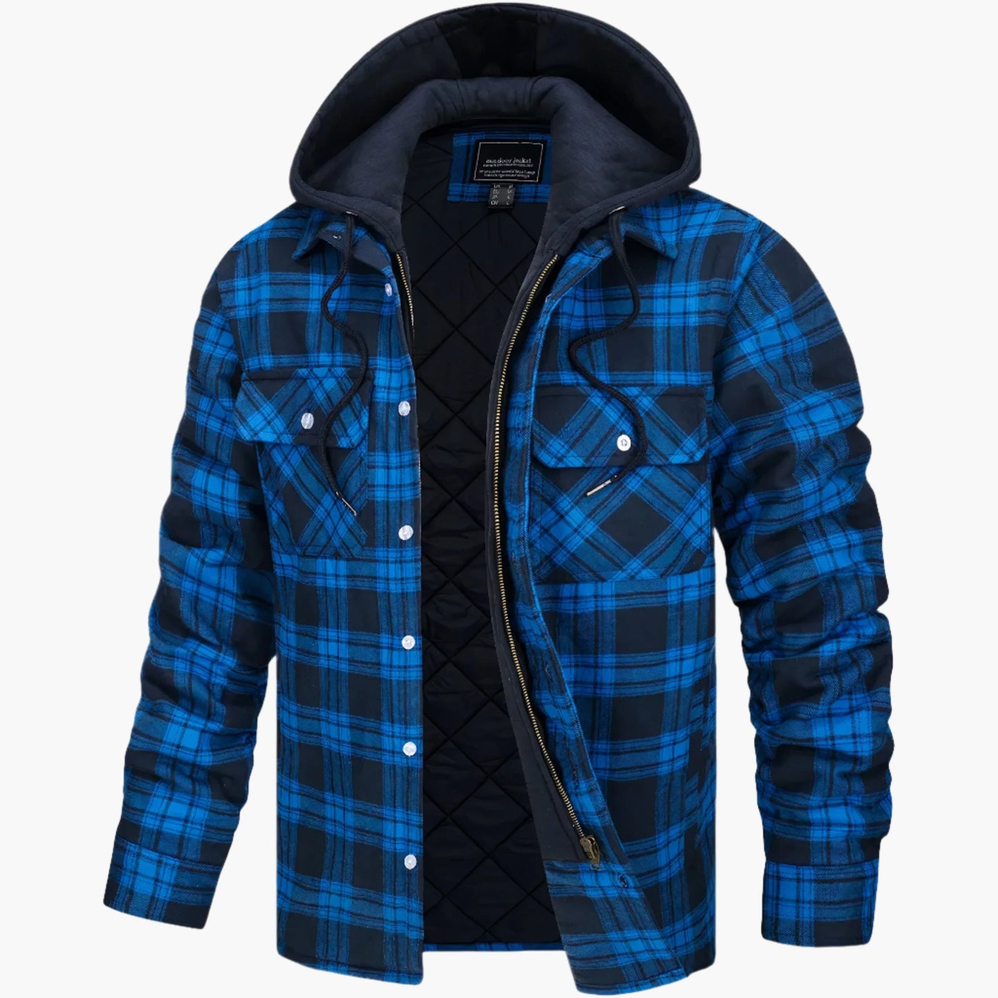 Herren gefütterte Karo-Shacket mit Kapuze – lässige Übergangsjacke für Freizeit & Outdoor