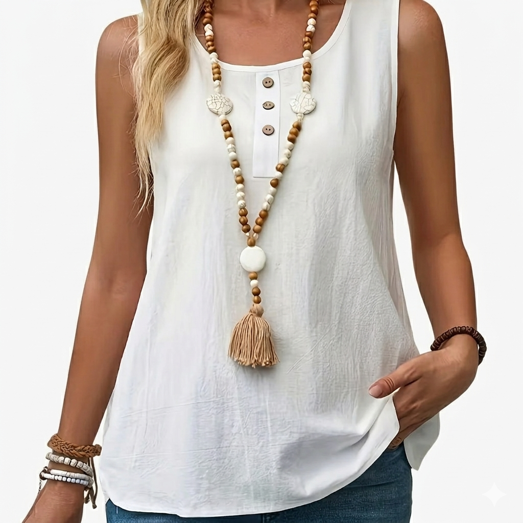 Damen Sommer-Top Casual Bluse ohne Ärmel mit Knopfleiste – Lässige Freizeitmode für Alltag und Urlaub