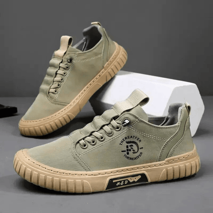 Herren Freizeitschuh Schnürschuh Canvas mit Profilsohle Khaki
