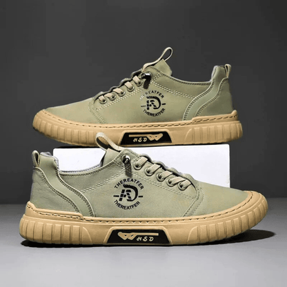 Herren Freizeitschuh Schnürschuh Canvas mit Profilsohle Khaki