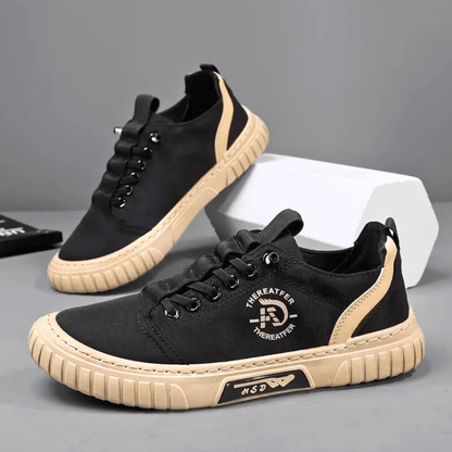Herren Freizeitschuh Schnürschuh Canvas mit Profilsohle Khaki
