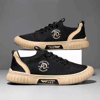 Herren Freizeitschuh Schnürschuh Canvas mit Profilsohle Khaki