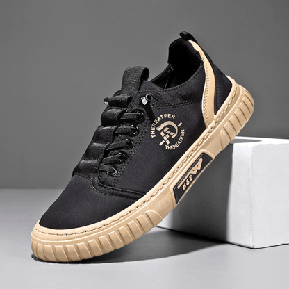 Herren Freizeitschuh Schnürschuh Canvas mit Profilsohle Khaki