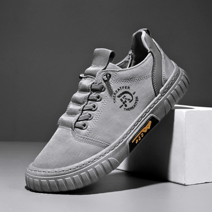 Herren Freizeitschuh Schnürschuh Canvas mit Profilsohle Khaki