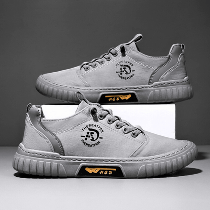 Herren Freizeitschuh Schnürschuh Canvas mit Profilsohle Khaki