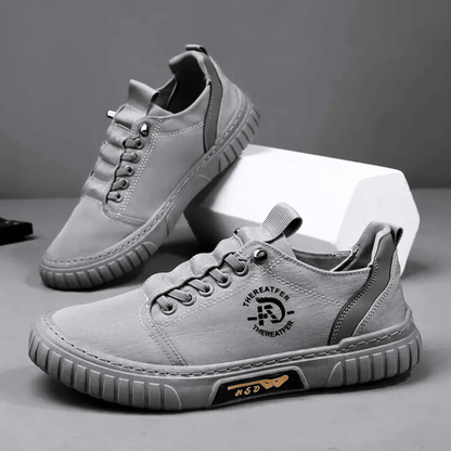 Herren Freizeitschuh Schnürschuh Canvas mit Profilsohle Khaki