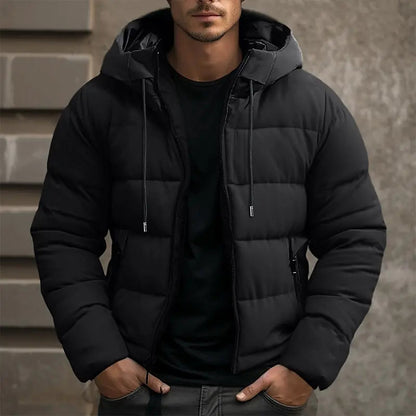 Herren Steppjacke mit Kapuze und Reißverschlusstaschen