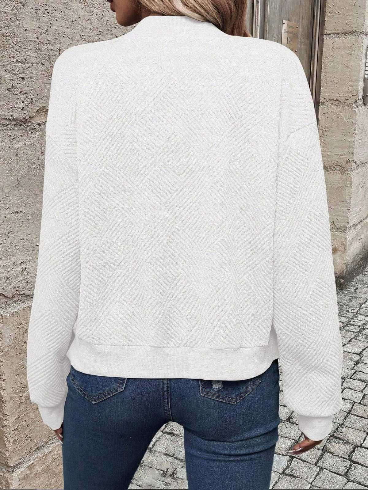 Damen Bomberjacke mit Reißverschluss und Texturmuster Grau