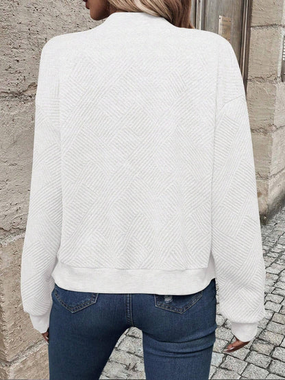 Damen Bomberjacke mit Reißverschluss und Texturmuster Grau