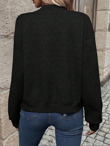 Damen Bomberjacke mit Reißverschluss und Texturmuster Grau