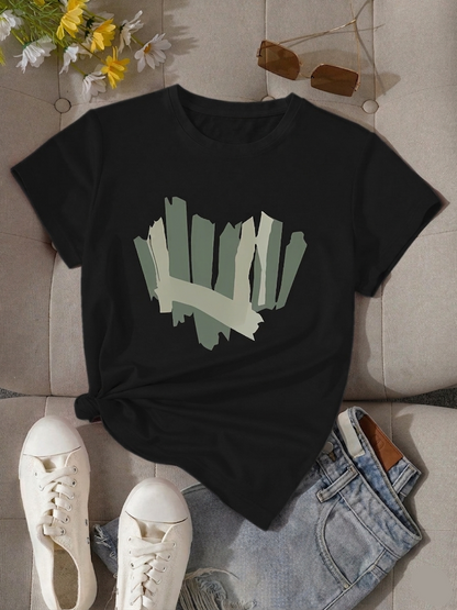 Damen T-Shirt mit abstraktem Grafikdruck – Lockeres, modisches Freizeitshirt