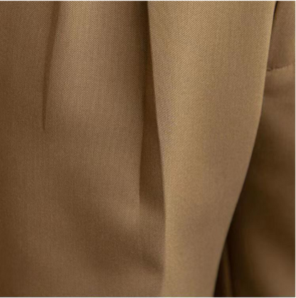 Herren Bundfaltenhose Beige Kurz Geschnitten Casual Business